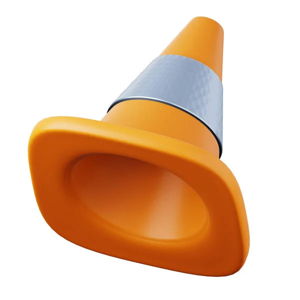 Oranje verkeersveiligheid plastic kegel hoge kwaliteit 3D render illustratie pictogram. — Stockfoto