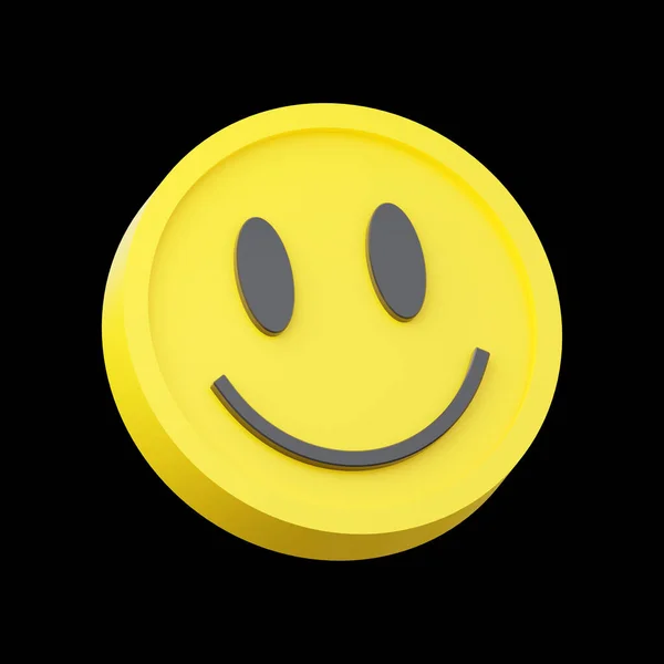 Gele glimlach pictogram 3d weergave illustratie. Rechtenvrije Stockafbeeldingen
