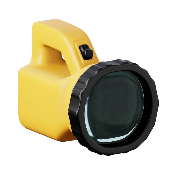 Żółta latarka ręczna wysokiej jakości ikona 3D renderowania ilustracji. — Zdjęcie stockowe