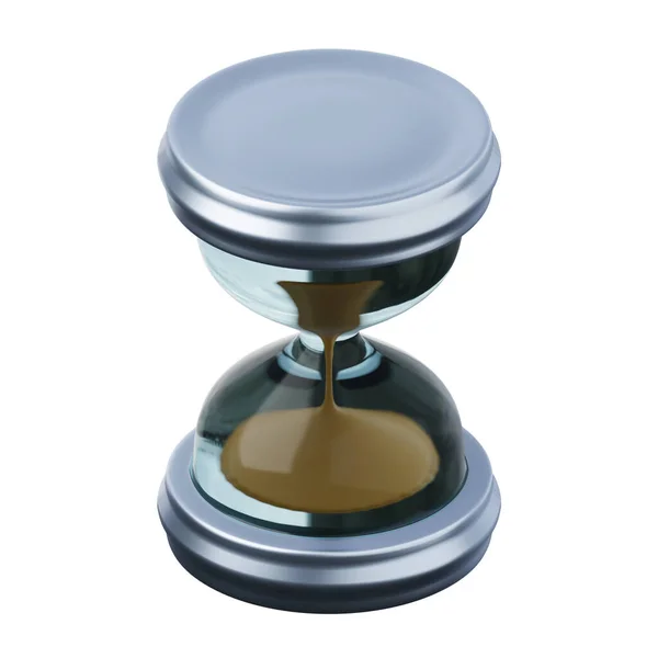 砂の時計高品質の3Dレンダリングイラスト。締め切り時間管理コンセプトアイコン. — ストック写真