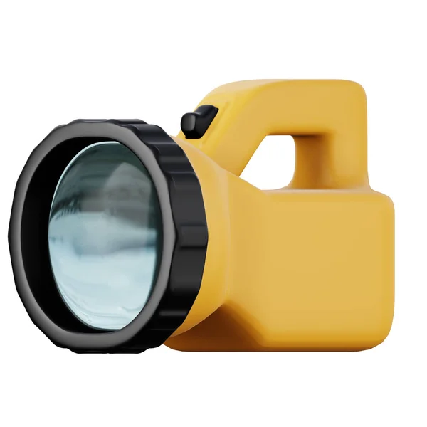 Lampe de poche jaune haute qualité 3D rendu icône illustration. — Photo