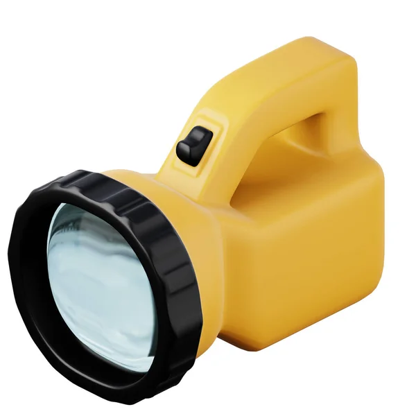 Lampe de poche jaune haute qualité 3D rendu icône illustration. — Photo