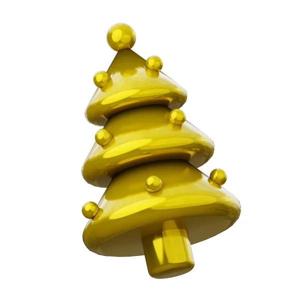 Albero di Natale dorato 3d rendering illustrazione. — Foto Stock