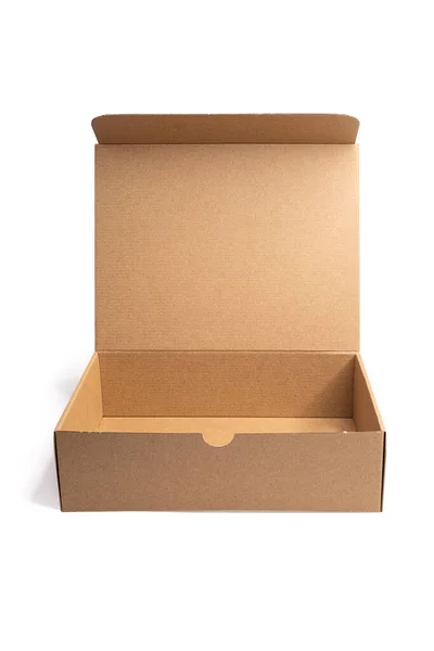 Karton Kutuyu Beyaz Arkaplanda Izole Edilmiş Minimal Biçim — Stok fotoğraf