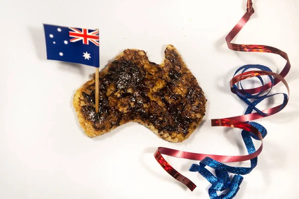 Creative Australia Day Frukost Toast Med Vegemite Utskuren Form Australien — Stockfoto