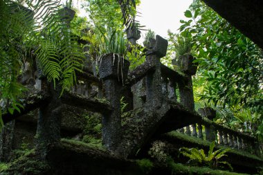 Paronella Park, Queensland, Avustralya - Ocak 2016; Kuzey Queensland tropikal yağmur ormanlarındaki bir kale olan Paronella Park 'taki binanın detayları.                                            