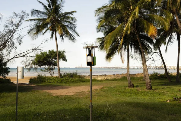 Coal dust monitoring station at Louisa Creek, a beachside suburb downwind of Dalrymple Bay Coal Terminal near Mackay, Queensland, Australia.