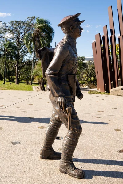 Statuia Maiorului Duncan Chapman Primul Plaja Din Gallopili Erou Local — Fotografie, imagine de stoc