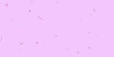 Açık Pembe, tatlı kalpli yeşil vektör arkaplanı. Kalpler soyut arkaplanda bulanık ve rengarenk. Evlilik hediyeleri için örnek, tebrikler..