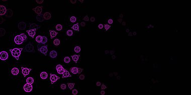 Esrarengiz sembollü koyu pembe vektör arkaplan. Gotik eğilimli soyut illüstrasyon. Gizemli, mistik tasarımlar için arkaplan.