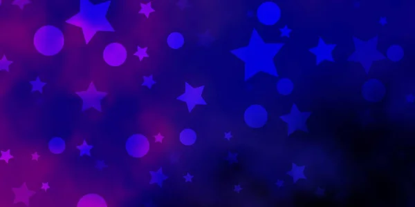 Rose Foncé Fond Vectoriel Bleu Avec Cercles Étoiles — Image vectorielle