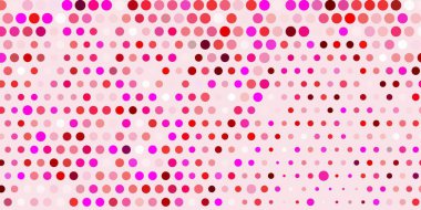 Açık pembe, diskleri olan sarı vektör dokusu. Parlak renkli ve soyut küreler içeren bir resim. Duvar kağıtları, perdeler için desen.