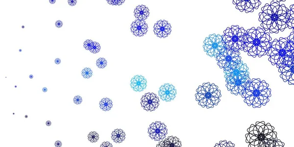 Φως Μπλε Διάνυσμα Doodle Φόντο Λουλούδια Απλό Σχέδιο Λουλούδια Φόντο — Διανυσματικό Αρχείο