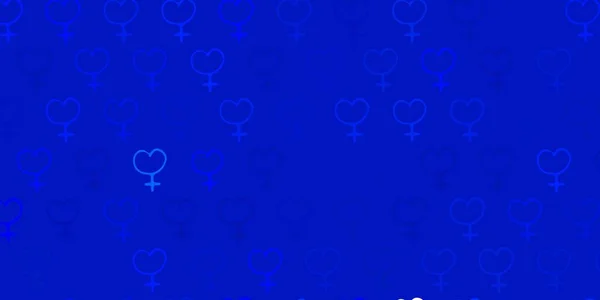 Fond Vectoriel Bleu Clair Avec Des Symboles Puissance Des Femmes — Image vectorielle