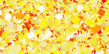 Çokgen formlu açık turuncu vektör arkaplanı. Renkli üçgenler aralığıyla soyut bir illüstrasyon. Terfi modelleri.