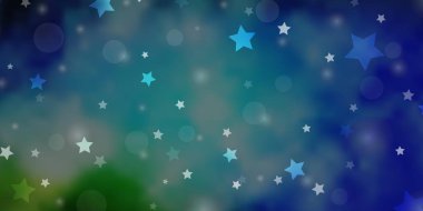 Açık Mavi, çemberli yeşil vektör arkaplan, yıldızlar.