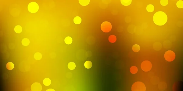 Светло Зеленый Желтый Векторный Узор Сферами Абстрактные Красочные Диски Простом — стоковый вектор