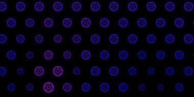 Koyu mavi, kırmızı vektör desenli sihirli elementler. Gradyan simya şekilli renkli bir illüstrasyon. En iyi tasarım Cadılar Bayramı olayları.