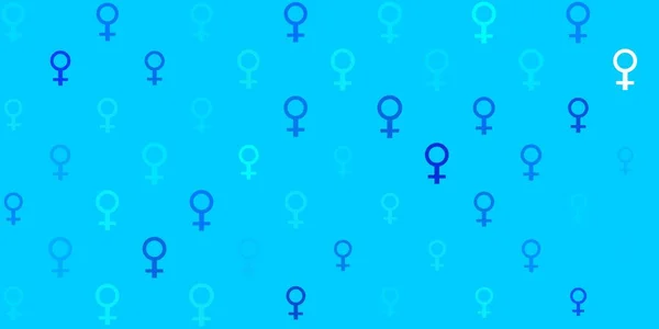 Rosa Claro Fondo Vector Azul Con Símbolos Poder Las Mujeres — Archivo Imágenes Vectoriales