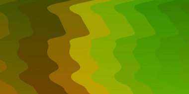 Açık yeşil, dairesel yay ile sarı vektör arkaplan. Uygunsuz gradyan çizgileri olan soyut çizimler. Broşürler, broşürler için desen.