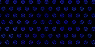 Sihirli elementlerle koyu mavi vektör deseni. Sihirli ruhani güç işaretleri olan bir ilüzyon. Doğaüstü tasvirler için basit tasarım.