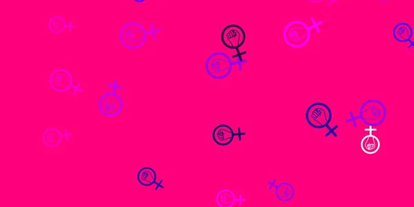 ライトパープル フェミニズム要素を持つピンクベクトルパターン 女性の力を描いた抽象的なイラスト あなたのウェブサイトのためのシンプルなデザイン — ストックベクタ
