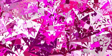 Üçgen şekilli açık pembe vektör şablonu. Üçgen şekilleri soyut bir şekilde renk değişimine sahiptir. Reklamlarınıza basit bir ekleme..