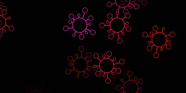 Modèle Vectoriel Rose Foncé Avec Des Éléments Coronavirus Symboles Maladie — Image vectorielle