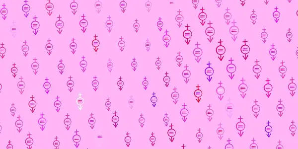 Dark Purple Textura Vectorial Rosa Con Símbolos Derechos Las Mujeres — Vector de stock