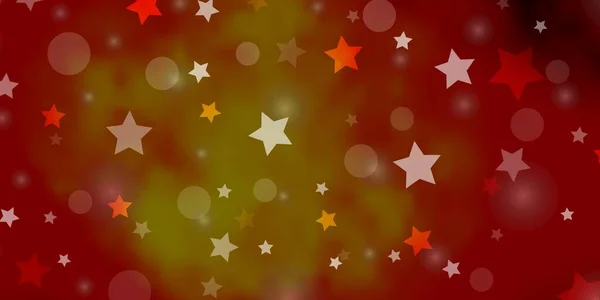 Rojo Oscuro Plantilla Vector Amarillo Con Círculos Estrellas — Vector de stock