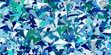 Açık mavi, poligonal formlu yeşil vektör arkaplan. Soyut tarzda, üçgen ve çizgilerle basit bir tasarım. Duvar kağıtlarınız için tasarım.