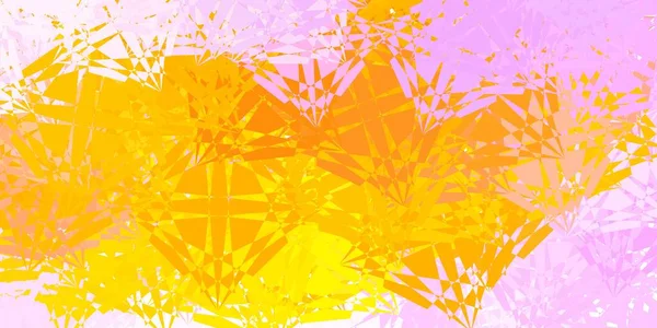 Hellrosa Gelbe Vektorschablone Mit Dreiecksformen Illustration Mit Abstrakten Bunten Dreiecksformen — Stockvektor