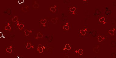 Kadın sembollü açık turuncu vektör arka planı. Modern stilde eğilim gösteren renkli feminizm sembolleri. Web siteniz için basit tasarım.