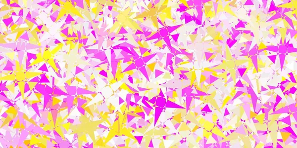 Rosa Claro Textura Vetorial Amarela Com Triângulos Aleatórios Ilustração Abstrata — Vetor de Stock