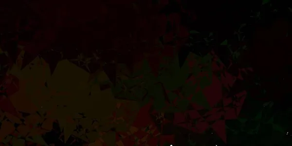 Dunkelgrüne Rote Vektortextur Mit Zufälligen Dreiecken Prächtige Abstrakte Illustration Mit — Stockvektor
