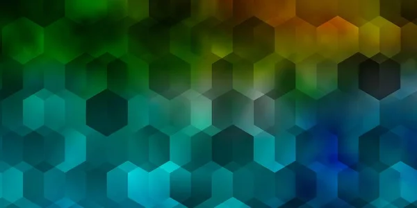 ライトブルー 六角形の緑のベクトル背景 カラフルな六角形でぼかしの背景 ブランドブックの新しいテンプレート — ストックベクタ