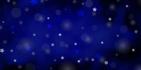 Dunkelblaue Vektortextur Mit Kreisen Sternen — Stockvektor