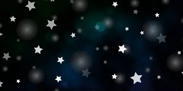 Dunkelblauer Grüner Vektorhintergrund Mit Kreisen Sternen — Stockvektor