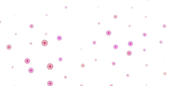 Modèle Doodle Vectoriel Rose Clair Avec Des Fleurs Illustration Abstraite — Image vectorielle