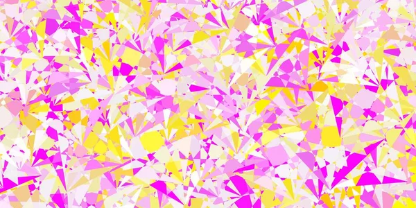 Světle Růžová Žluté Vektorové Pozadí Polygonálními Tvary Trojúhelníkové Tvary Barevným — Stockový vektor