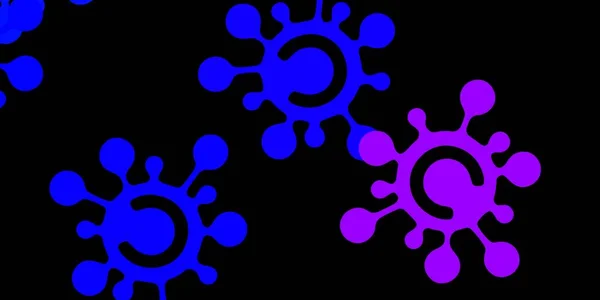 ダークピンク コロナウイルスの要素を持つブルーベクトルパターン 装飾的なスタイルで鮮やかな兆候とスマートイラスト 危険熱に対する単純な図面 — ストックベクタ