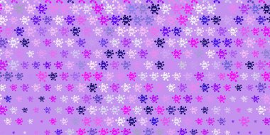 Açık Mor, pembe vektör arkaplan ve virüs sembolleri. Enfeksiyon formları ile soyut tarzda basit tasarım. Tehlike ateşine karşı basit çizim.