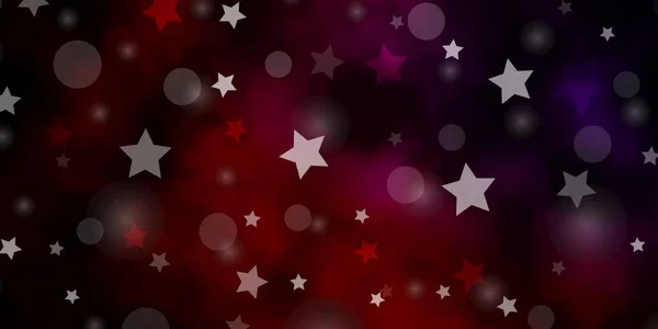 Rosa Oscuro Textura Vectorial Roja Con Círculos Estrellas — Vector de stock