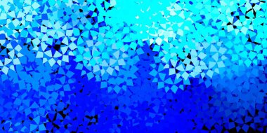 Koyu mavi, yeşil vektör arkaplan ve çokgen formlar. Renkli üçgenler aralığıyla soyut bir illüstrasyon. İniş sayfaları.