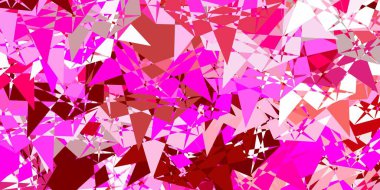 Açık pembe vektör arkaplanı üçgenler, çizgiler. Üçgen şekilli, şekilli muhteşem soyut çizimler. Terfi modelleri.