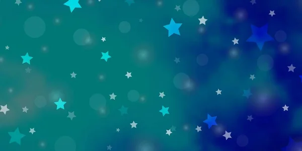 Azul Claro Verde Vector Telón Fondo Con Círculos Estrellas — Vector de stock