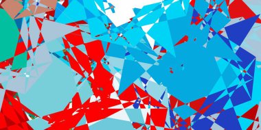 Açık mavi, üçgenli kırmızı vektör arkaplan. Renkli soyut üçgenli web materyali çizimi. Reklamlar için şablon.