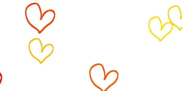 Світло Жовтий Векторний Фон Сердечками Декоративна Блискуча Ілюстрація Сердечками Абстрактному — стоковий вектор