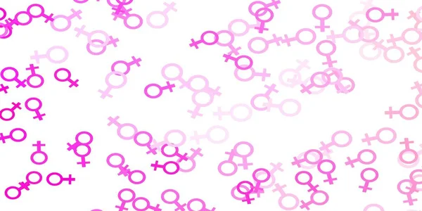 Světle Růžové Vektorové Pozadí Ženskými Silovými Symboly Ilustrace Známkami Ženské — Stockový vektor