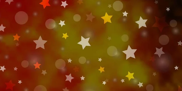 Rojo Claro Diseño Vector Amarillo Con Círculos Estrellas — Vector de stock